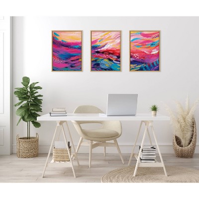 Colorful Abstract Brush Strokes Framed Canvas Wall Art Set, 18x24