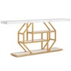 Gulches Modern Console Table, 4-Tier Storage, Faux Marble White & Gold, Extra Long 70.9", Sofa/Entryway Table - 4 of 4