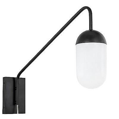 Kace Black and Frosted White Glass Wall Sconce