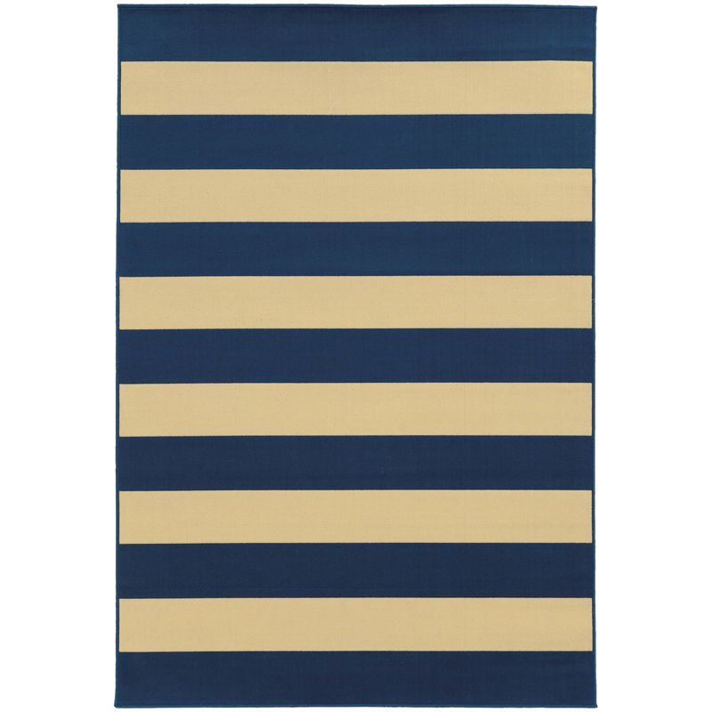 Rio Striped Patio Rug Blue/Ivory , 1 of 5