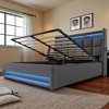 Full Size Upholstered Platform Bed with LED Lights, USB Charging Port, Storage Shelf, Hydraulic Lift Storage, Wood & Metal Slats - 4 of 4