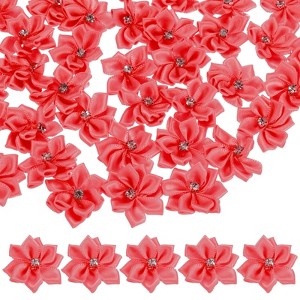 Unique Bargains Artificial Satin Durable Flexible Decorative Mini Ribbon Flowers with Rhinestones 1.2 Inch 200 Pcs - 1 of 4