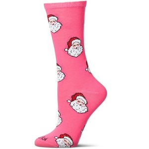Memoi Women's "Retro Santa" Christmas Holiday Novelty Crew Sock Hot Pink 9-11 - 1 of 4