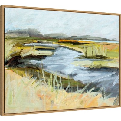 Large Framed Canvas Wall Art Print in Earth Tones