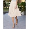 Women High Elastic Waist Pleated Chiffon Skirt Midi Swing A-line Skirts Beige - 3 of 4