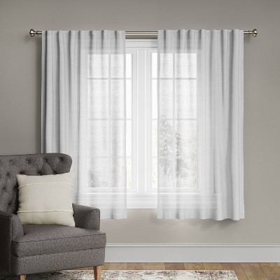 63"x54" Linen Light Filtering Curtain Panel White - Threshold™