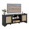 Rattan TV Stand Fits TVs Up to 65 Inches, Farmhouse Entertainment Center with Cabinets and Open Shelves, Wooden Media Console Table for Living Room - 3 of 4