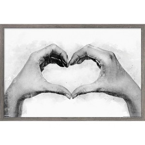 Trends International Reinders: Romantic Black & White - Love Sign Framed Wall Poster Prints Barnwood Framed Version 22.375" x 34" - 1 of 4