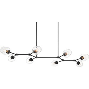 Possini Euro Design Cosgrove Black Linear Pendant Chandelier 73" Wide Modern Sputnik Glass Shades 8-Light for Dining Room Island - 1 of 4