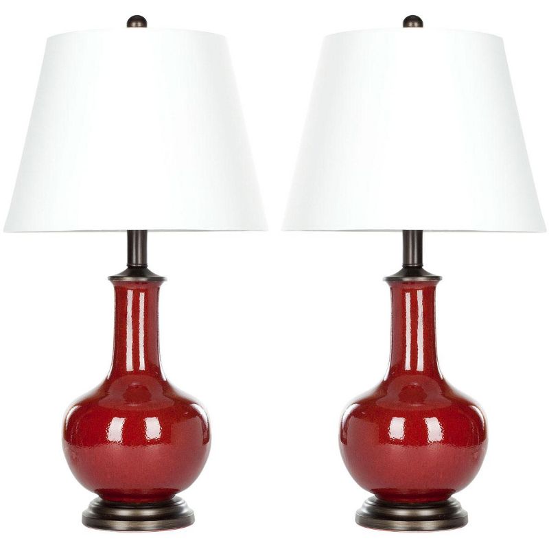 Carolanne Ceramic Lamp (Set of 2) - Red - Safavieh, 1 of 7
