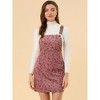 INSPIRE CHIC Women's Adjustable Strap Pinafore Bib Corduroy Overalls Floral Dress - 2 of 4