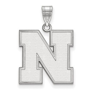 Black Bow Jewelry 14k White Gold Nebraska Cornhuskers NCAA Large Pendant - 1 of 3