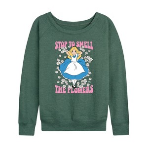 Women's - Disney - Alice in Wonderland Lightweight French Terry Wide Neck Long Sleeve Shirt - 1 of 4