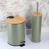 Evideco French Home Goods Bathroom Set with Bamboo Lid - Matte Metal Trash Can and Toilet Brush - 2 of 4
