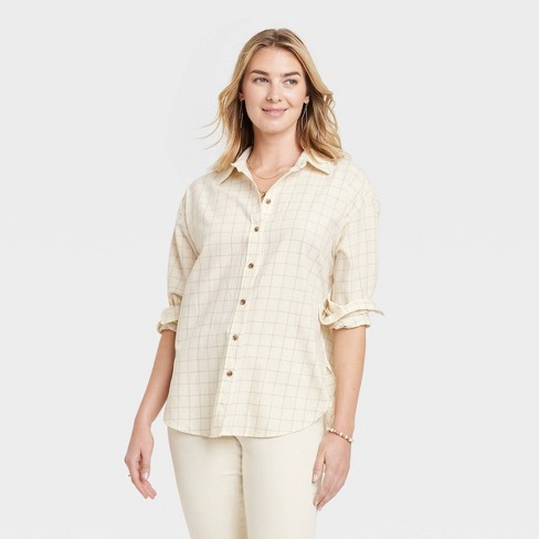 Women's Long Sleeve Oversized Button-down Boyfriend Shirt - A New Day™  White Xl : Target