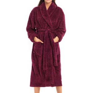 ADR Women's Plush Robe, Women's Plush Bathrobe, Fuzzy Pink Purple Comfy Robe Woman - 1 of 4
