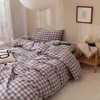 Purple Pink Plaid Queen Bedding Set, 3 Pieces, Duvet Cover with Zipper, 2 Pillowcases, 100 Washed Cotton, Soft Breathable - 4 of 4