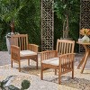 Coolbibila 2 Piece Acacia Wood Patio Dining Chairs,Ourdoor Patio Dining Chair With Cushioned Seats And Wood Frame,Patio Arm Dining Chair - 3 of 4