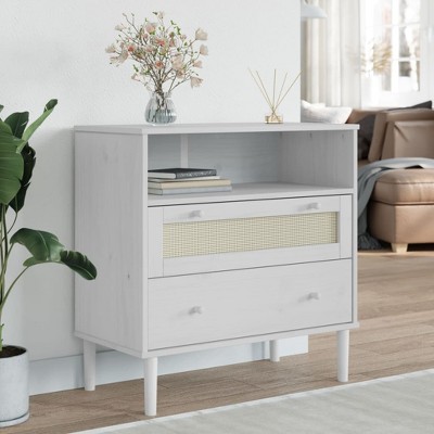 vidaXL Sideboard SENJA Rattan Look White 31.5 in.x15.7 in.x31.5 in. Solid Wood Pine
