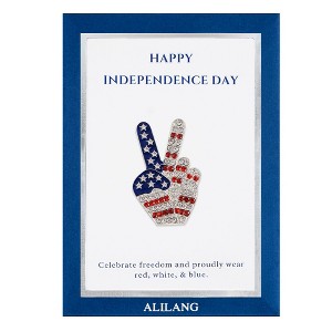 Anna-Kaci Flag Peace Sign Red White Blue Brooch Pin with Patriotic Gift Message Card & Envelope Jewelry Gifts - 1 of 4