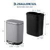 Trash Can, 3.2 Gallon Stainless Steel Trash Can with Soft-close Lid, Step-on Wastebin with Removable Inner Bucket for Kitchen Bathroom Office - 2 of 4