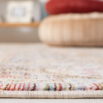 Beige and Blue Rectangular Stain-Resistant Synthetic Area Rug