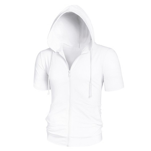 White short sleeve hoodie mens sale