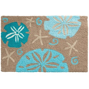 Jellybean Aqua Sand Dollars on Gray Doormat – Coastal Indoor/Outdoor Mat for Porch, Patio, or Entryway, 20"X30" - 1 of 3