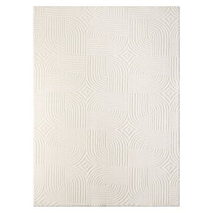 TOWN & COUNTRY EVERYDAY Stone Geo Curve Soft Felt Everwash®, Machine Washable Area Rug with Non-Slip Backing, Geometric Rug, Ivory, 6'6"x9'2" - 1 of 4