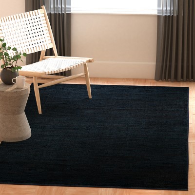 Black Abstract Hand-Knotted Synthetic Area Rug, 4' x 6'