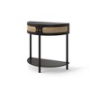 Zeus & Ruta Elegant Semi-Circle End Table with 2 Rattan Cabinets and Bottom Shelf for Living Room, Bedroom, Hallway - 2 of 4