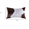 12" X 20" Brown and White Cowhide Throw Pillow - 3 of 4