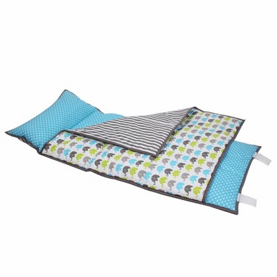 Bacati - Elephants Aqua Lime Gray Toddler Nap Mat