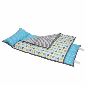 Bacati - Elephants Aqua Lime Gray Toddler Nap Mat - 1 of 4