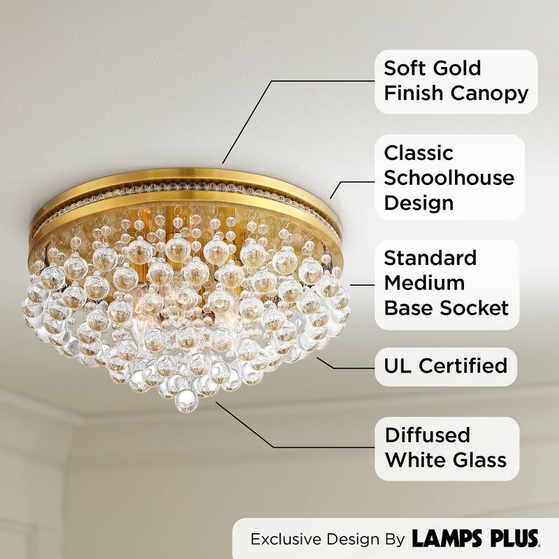Regency Hill Rustic Farmhouse Ceiling Light Semi Flush Mount Fixture 12" Wide Soft Gold Opal White Glass for Bedroom Kitchen Living Room Hallway House, 3 of 8