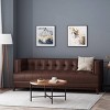 Raintree Mid Century Modern Faux Leather Tufted 3 Seater Sofa Dark Brown/Espresso - Christopher Knight Home: Elegant Retro Design, Wood Frame - 2 of 4