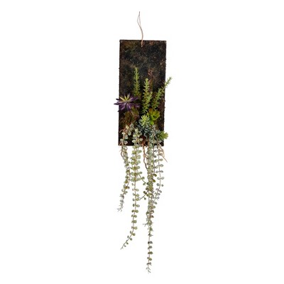Vickerman 25" Artificial Mixed Plants on Wooden Plaque.