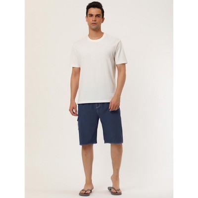 Lars Amadeus Men's Solid Color Elastic Waist Swimming Pool Board Shorts 2 Packs Dark Blue/Gray 30 — фото 3