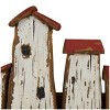 11"x16" Wood Handmade Distressed House 3 Hanger Wall Hook with Red Roof Accents and Hanging Rope Cream - Olivia & May - 3 of 4