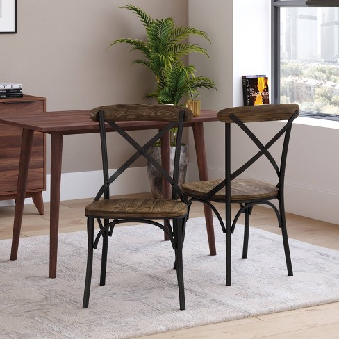 Taylor Logan Lara Hand Scraped Cross Back Dining Chair Metal Frame 400lb Capacity No Assembly Required Target