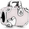 Sterling Silver Pink Travel Bag Charm with Enamel, Cute Jewelry Gift for Women - 2 of 4