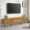 KTMBDW TV Stand for TVs up to 80'', Entertainment Center With Rattan 3 Cabinets, Long Boho Media Console for Living Room, Natural - 2 of 4