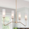 LNC Trend 4-Lights 32" Modern Linear Kitchen Island Pendant  Lights, Matte Gold with 4 Frosted Cylinder Glass Shades - 2 of 4