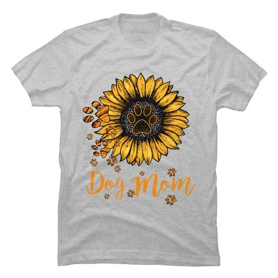 Men's Design By Humans Mother's Day Dog Mom Sunflower Paw By dodorindesign T-Shirt
