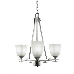 Toltec Lighting Uptowne 3 - Light Chandelier in  Aged Silver with 4.5" Square White Muslin Shade - 1 of 1