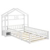 CAVINAS Twin Size Wood Montessori Bed with House Shape Headboard,Modern Floor Bed with Nightstand and Guardrails,Toddler Bed for Bedroom - 4 of 4