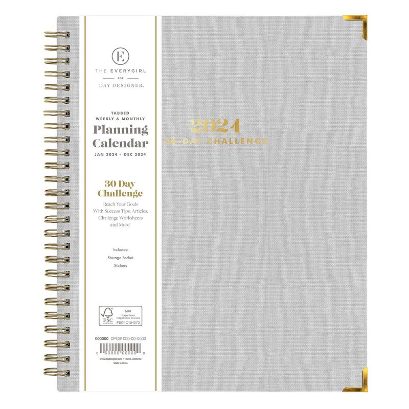 The Everygirl x Day Designer 2024 Planner Weekly/Monthly 7&#34;x9&#34; 30 Day Challenge Bookcloth Light Gray, 3 of 14