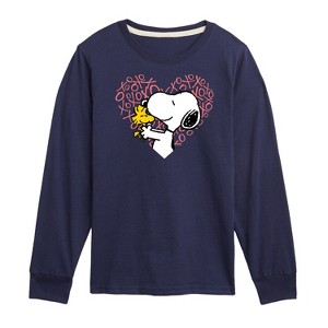 Boys' - Peanuts - Snoopy Woodstock Xo Heart Long Sleeve Graphic T-Shirt - 1 of 4