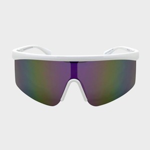 Plastic Semi-Rimless Shield Sunglasses - Wild Fable™ White: Maximum UV Protection, Mirrored Coating - 1 of 2