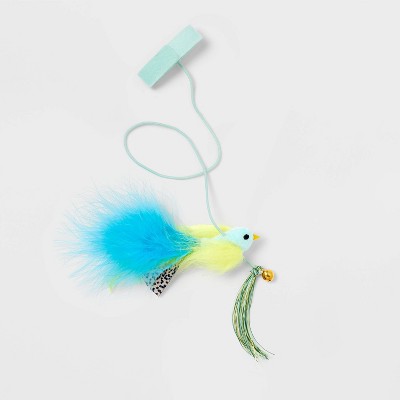 Frisco Bird Teaser with Feathers Cat Toy, Blue